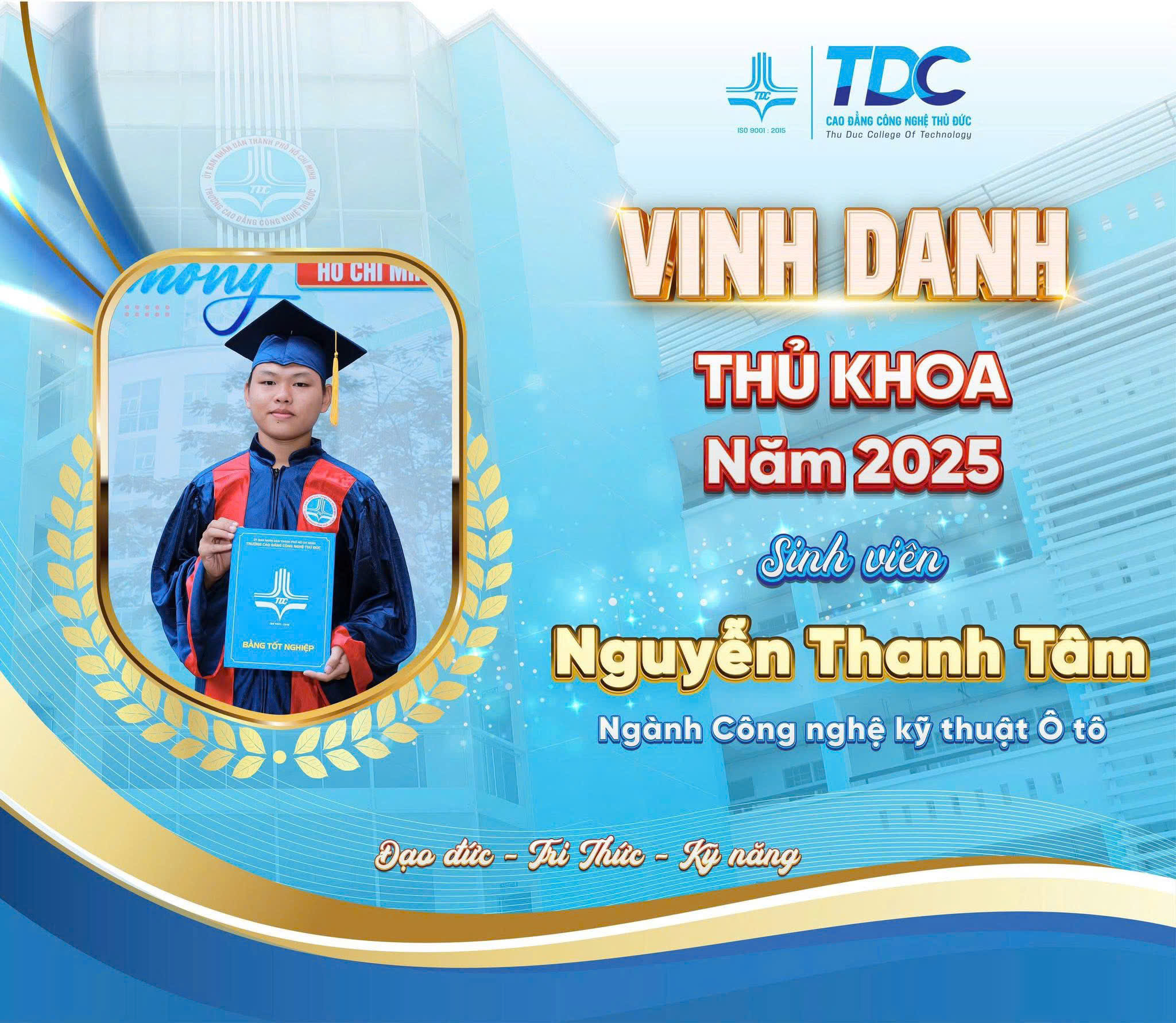Khoa Động lực tự hào vinh danh gương sinh viên tốt nghiệp Thủ khoa trong năm 2025